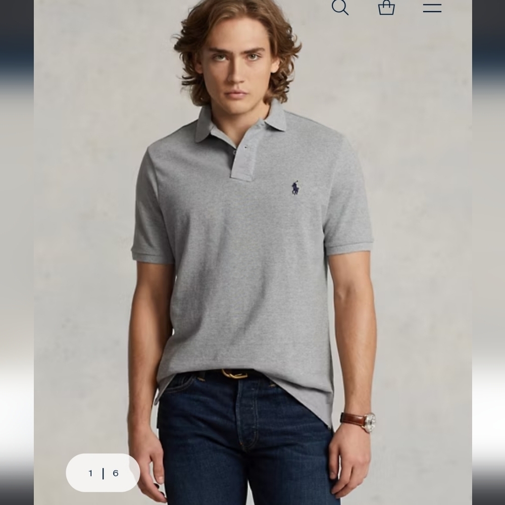 Polo by Ralph Lauren Gray Costum Fit Polo Shirt XL